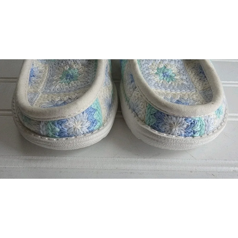 Hey Dude Wendy Cottage Crochet Bay Blue‎ Multi Slip On Youth 12 43696-4VP Nwt